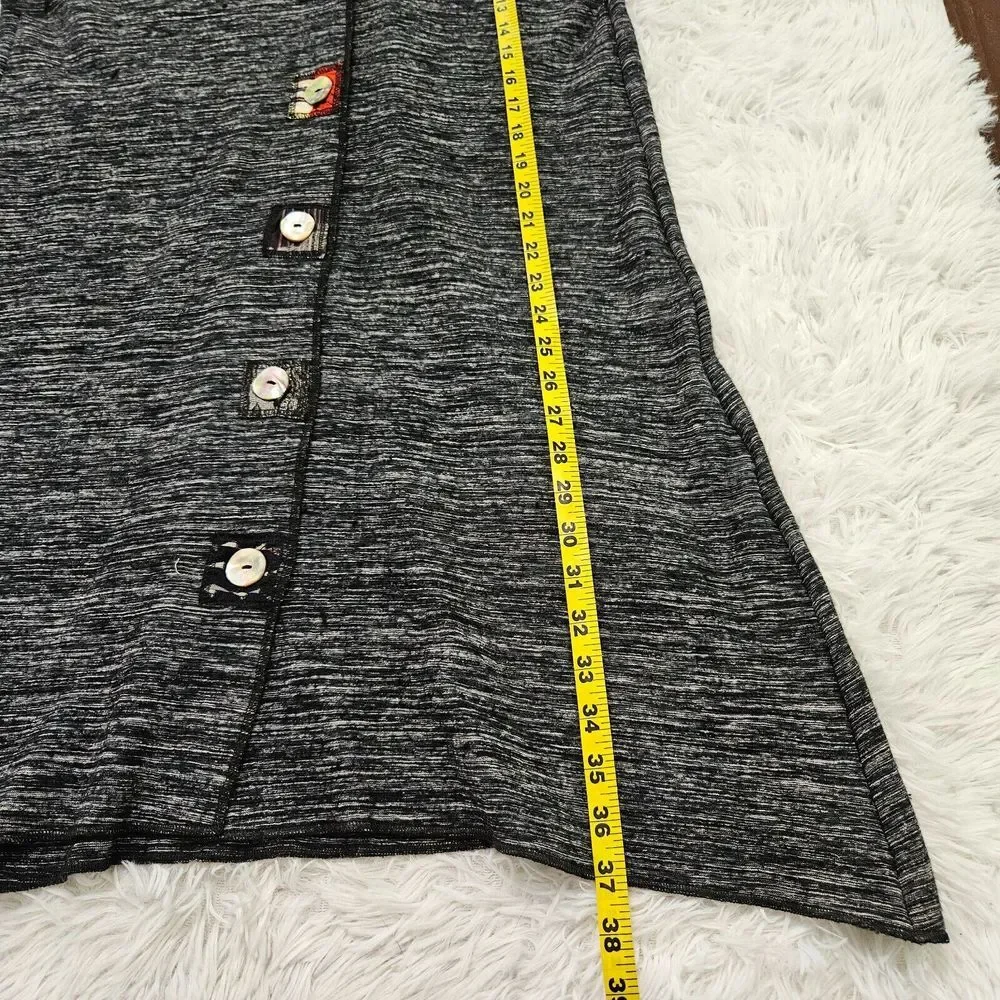 NWT Grau Gray‎ Wool Blend Artsy Button Up Lagenlook Longline Vest Cardigan Sz L